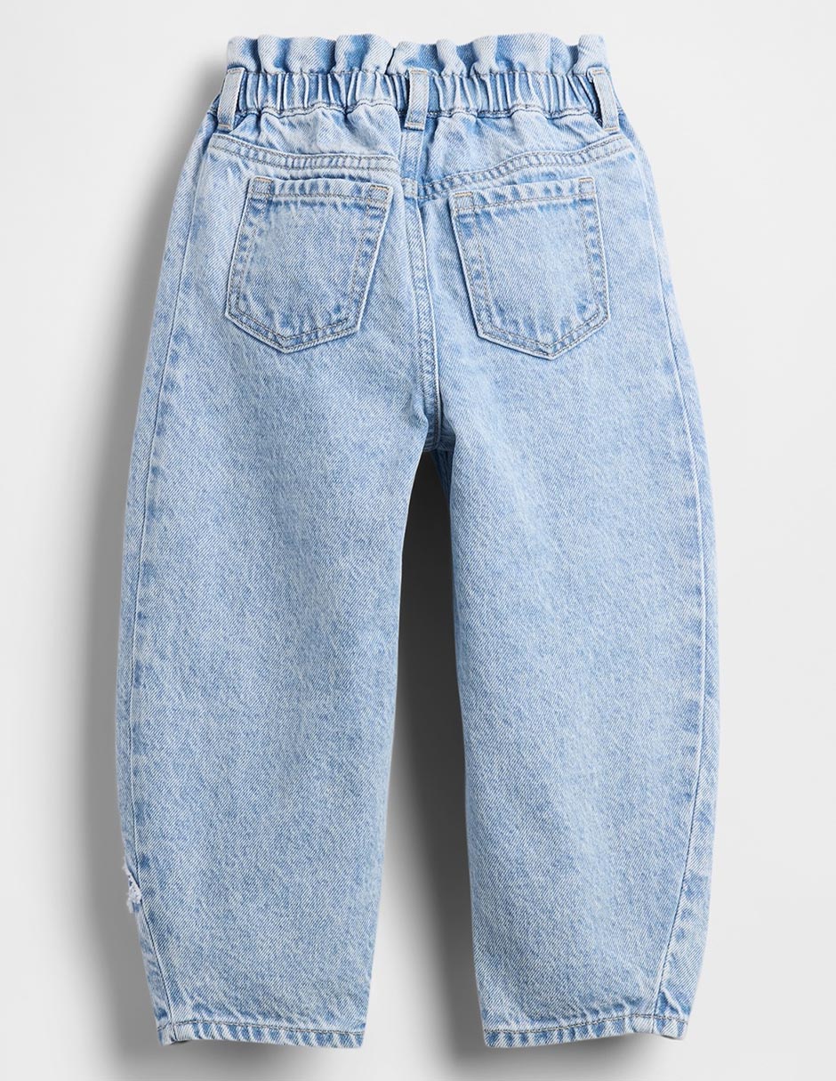 Jeans baggy lavado claro para niña 2