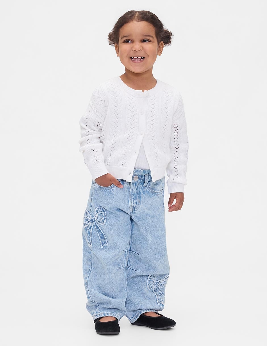 Jeans baggy lavado claro para niña 4
