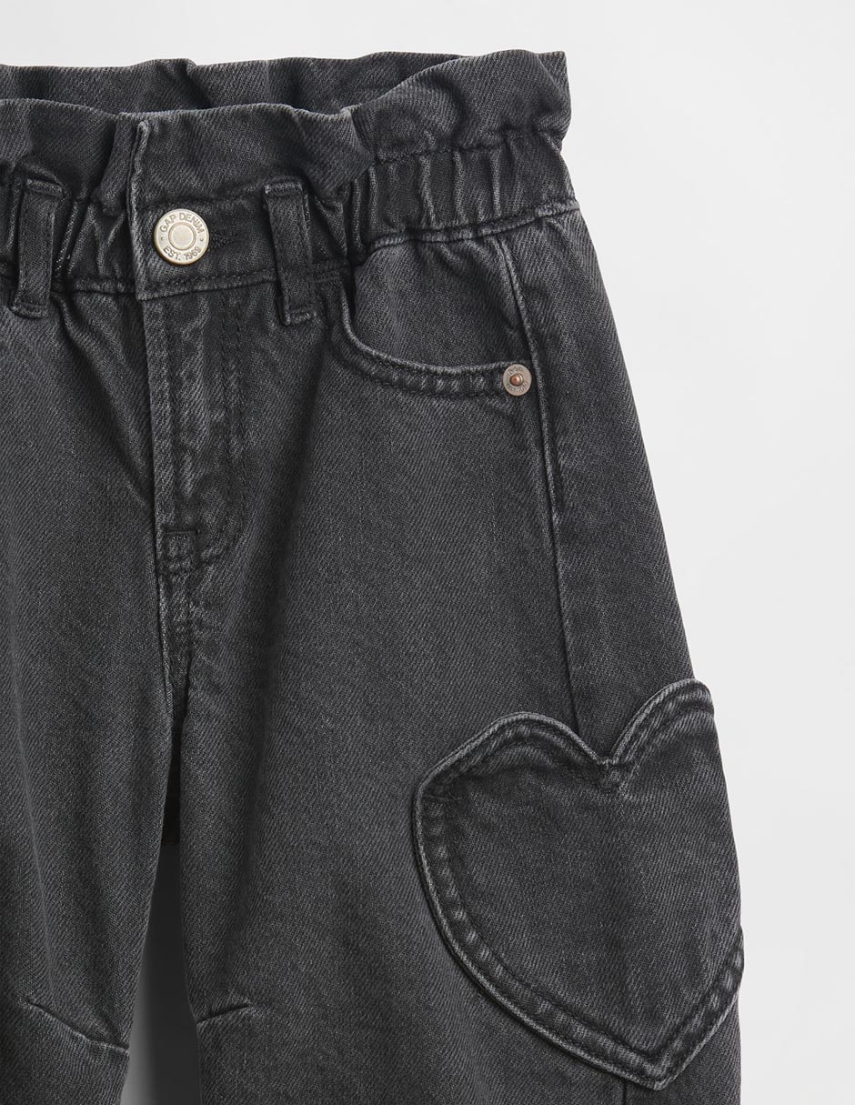 Jeans amplio lavado obscuro para niña 3