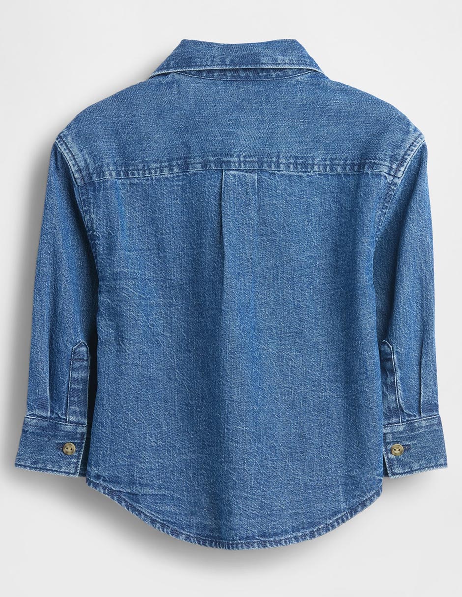 Camisa casual de mezclilla manga larga para niño 2