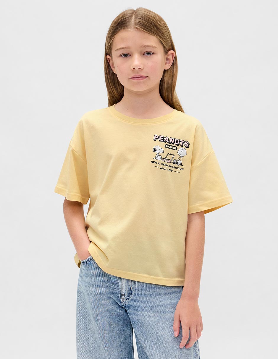 Playera Peanuts manga corta para niña Playera Peanuts manga corta para niña