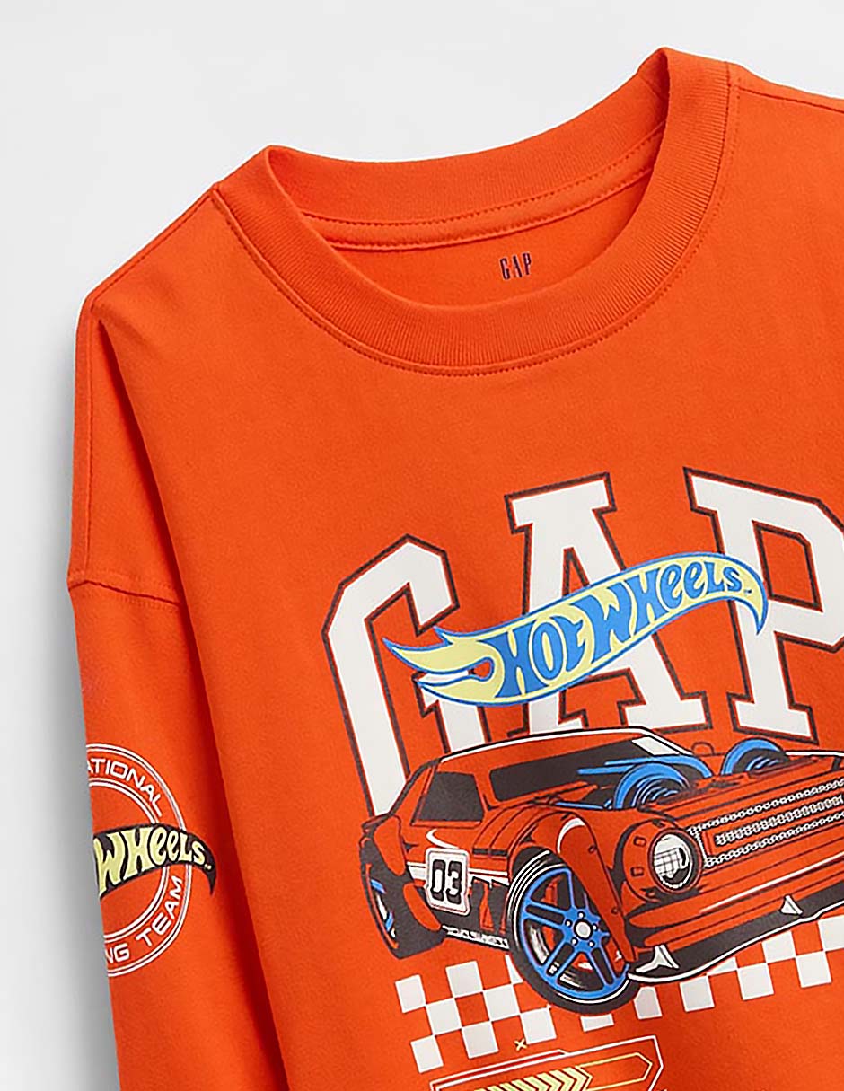 Playera Hot Wheels manga larga para bebé niño 3