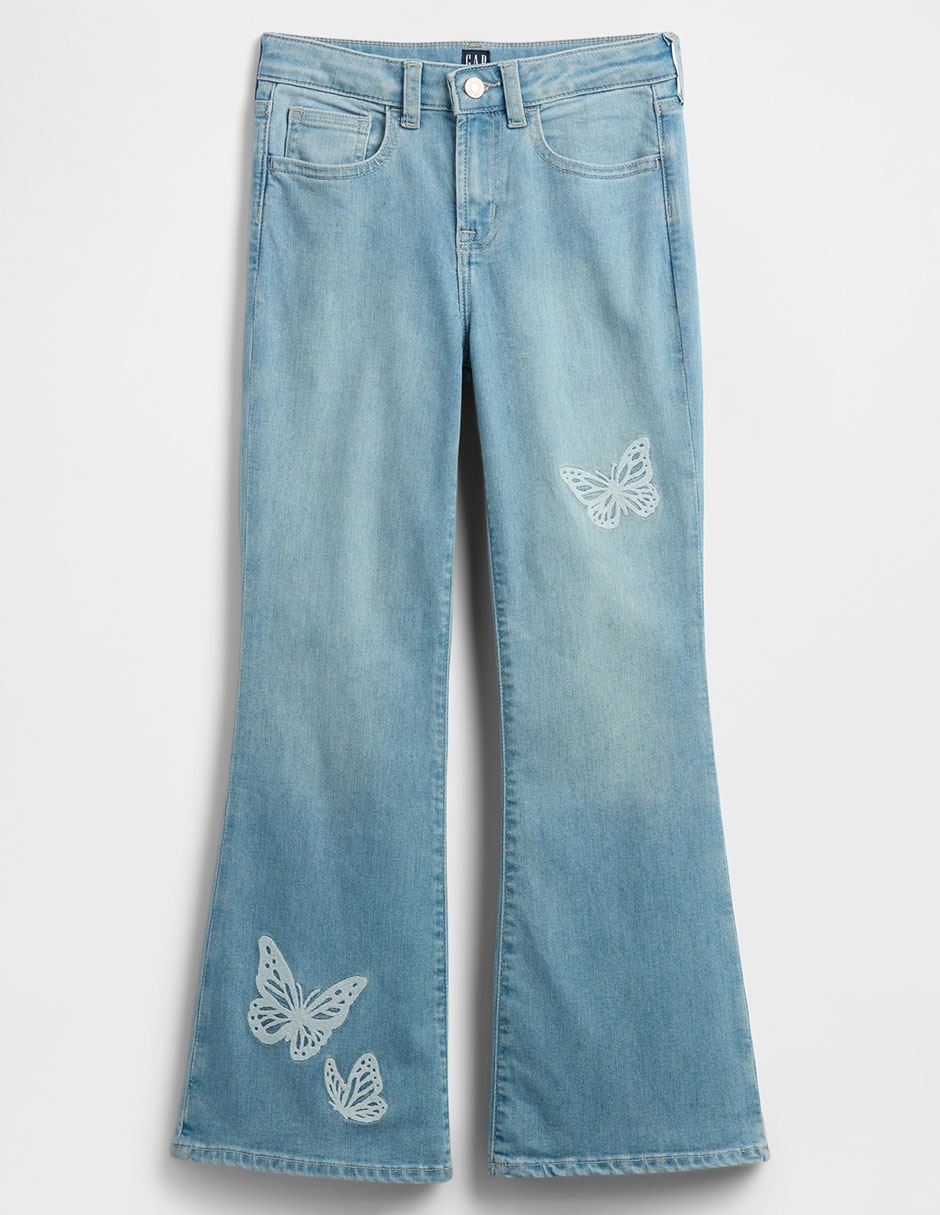 Jeans flare lavado desgastado para niña Jeans flare lavado desgastado para niña