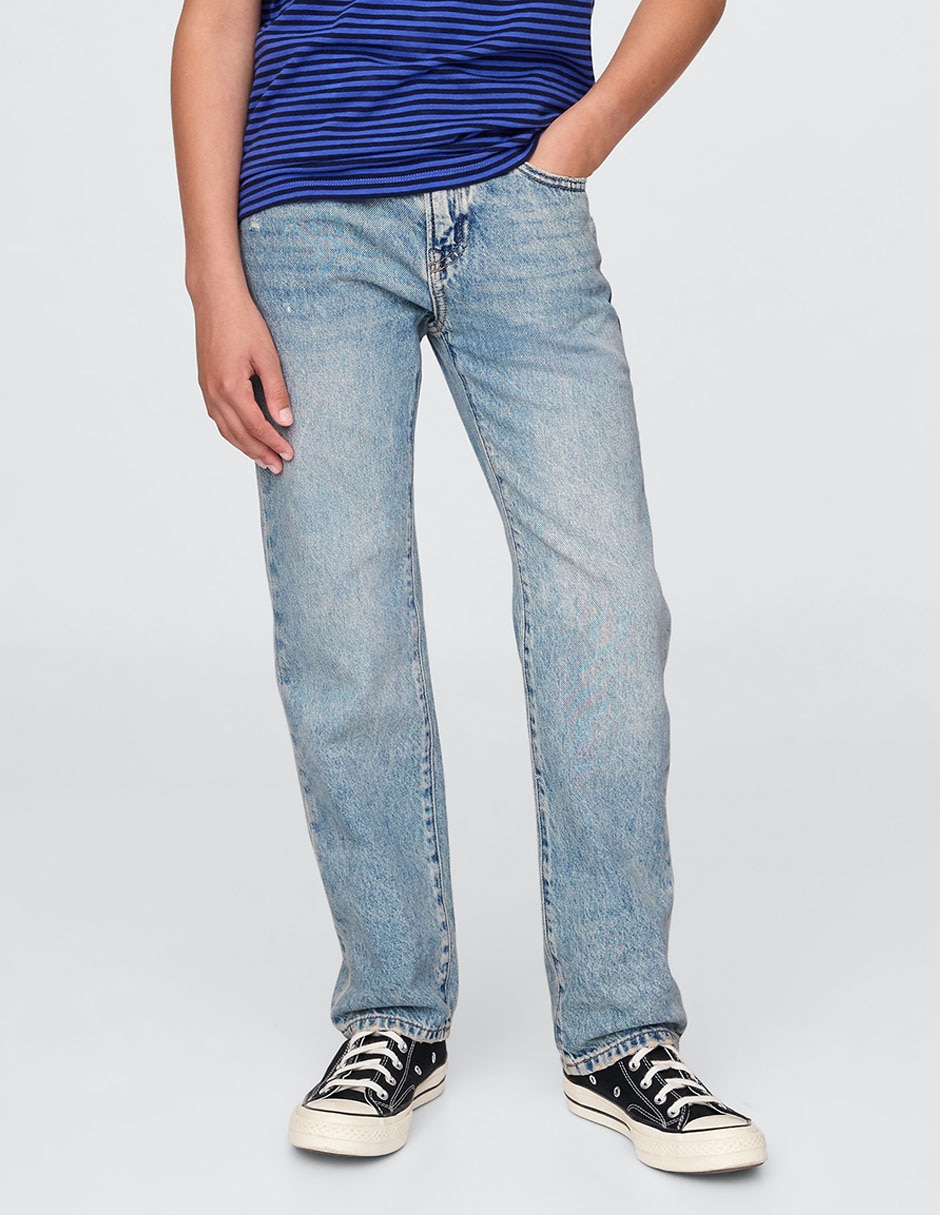 Jeans straight lavado claro para niño 2