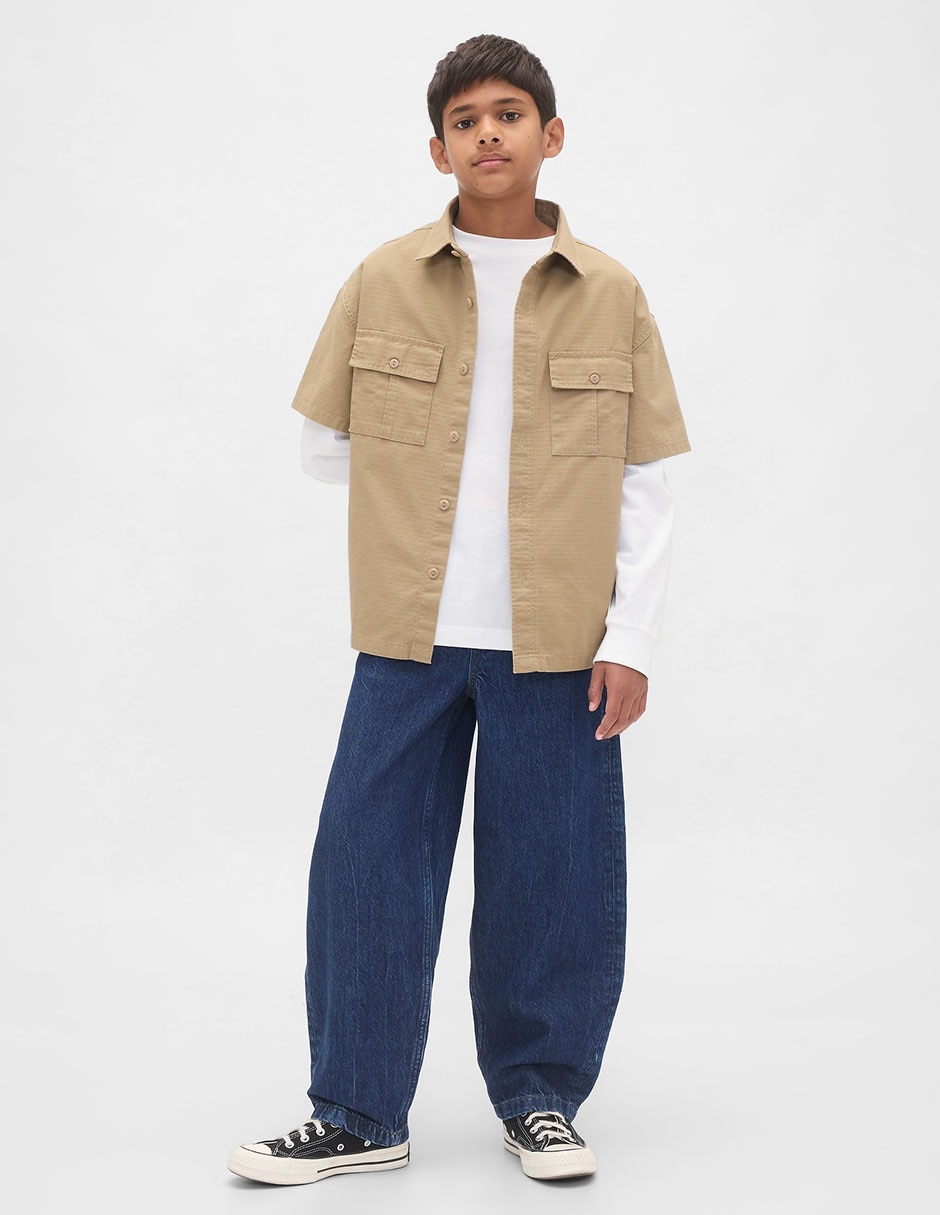 Jeans jogger baggy lavado obscuro para niño