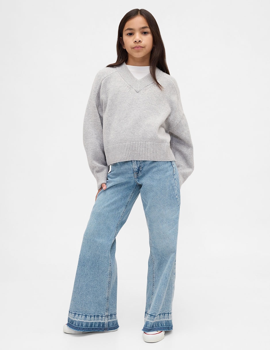 Jeans flare lavado bitono para niña Jeans flare lavado bitono para niña
