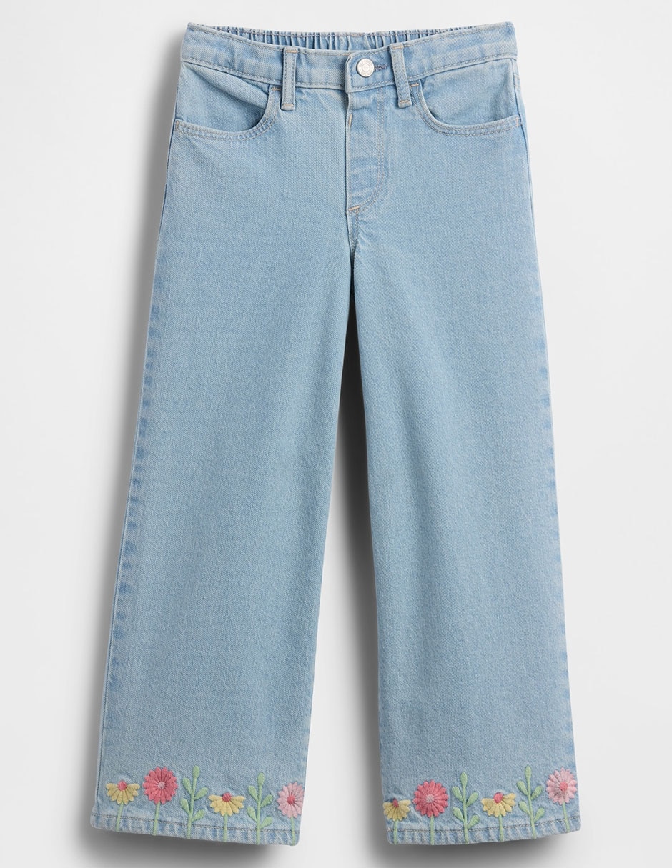 Jeans wide leg lavado claro para niña Jeans wide leg lavado claro para niña