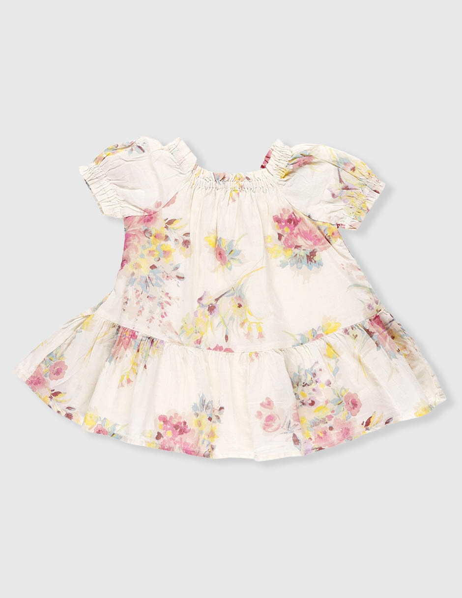 Vestido manga globo para niña