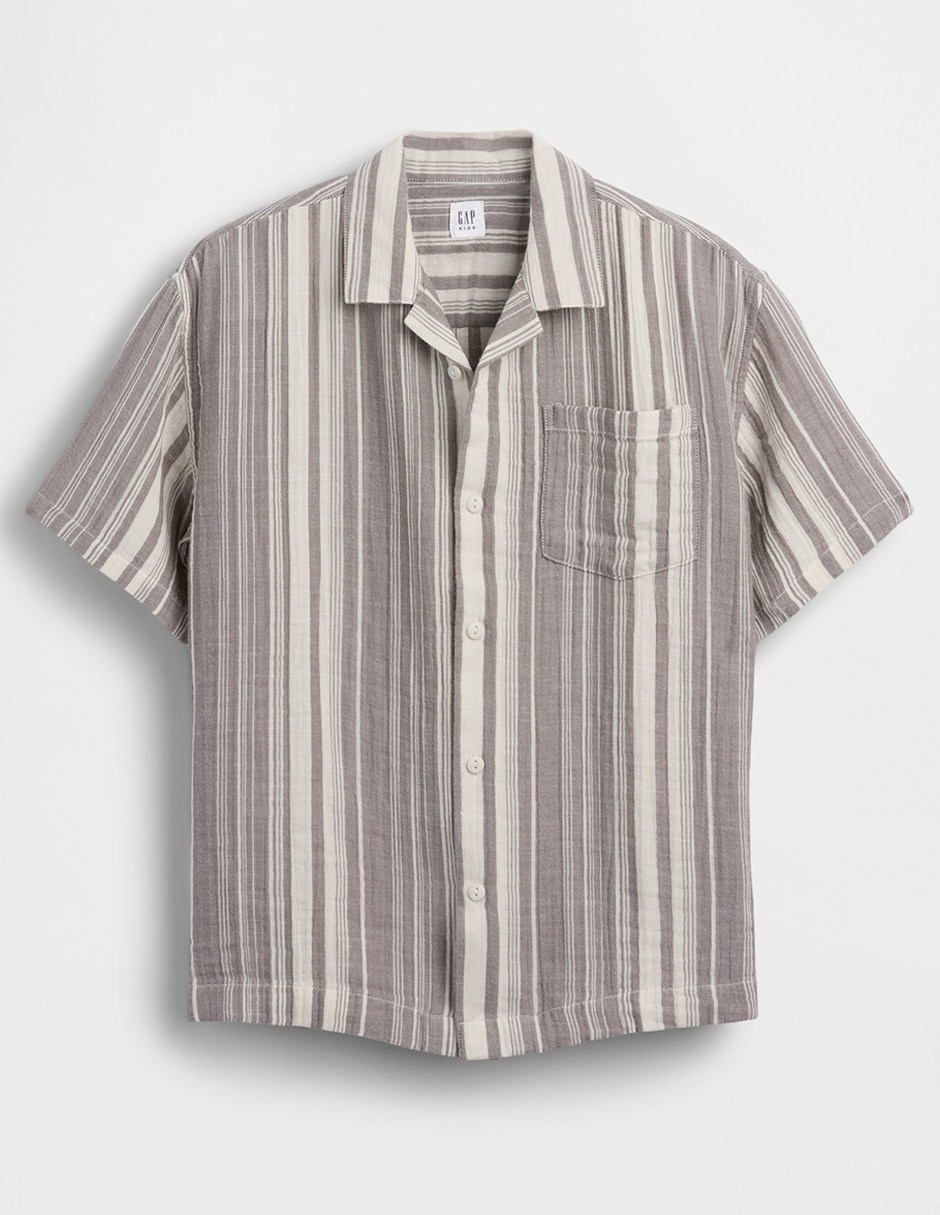 Camisa casual de algodón manga al codo para niño
