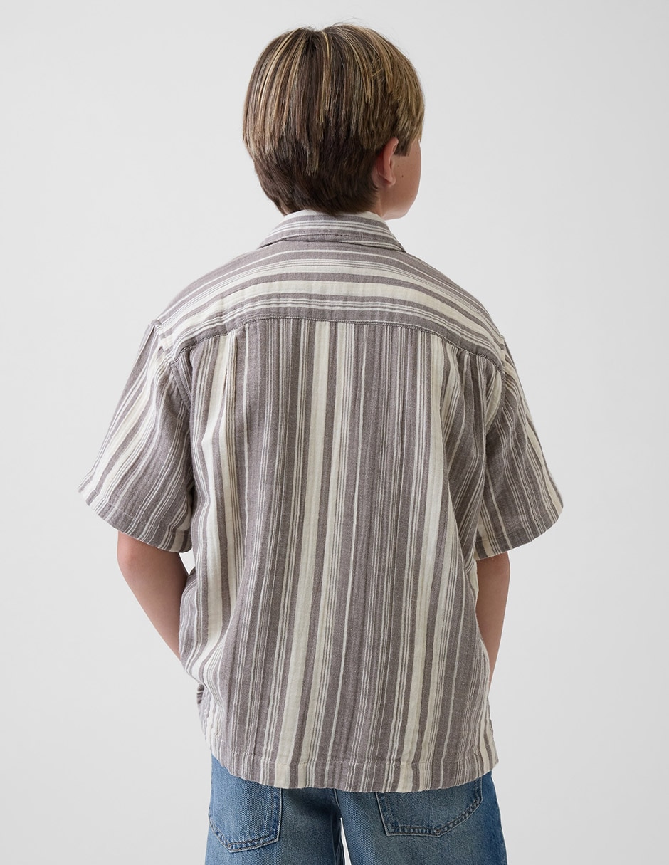 Camisa casual de algodón manga al codo para niño