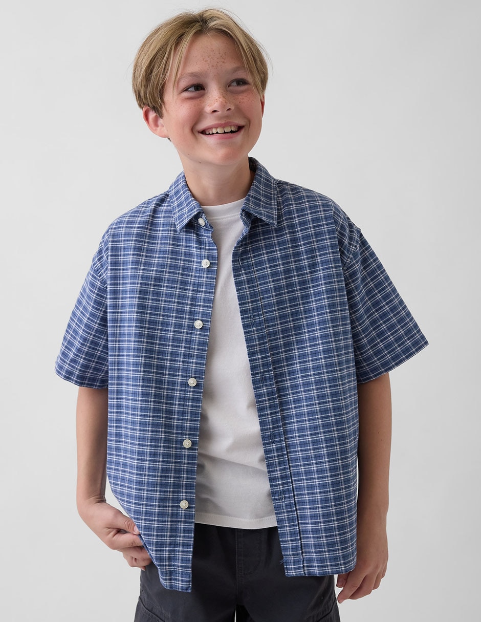 Camisa casual de algodón manga corta para niño