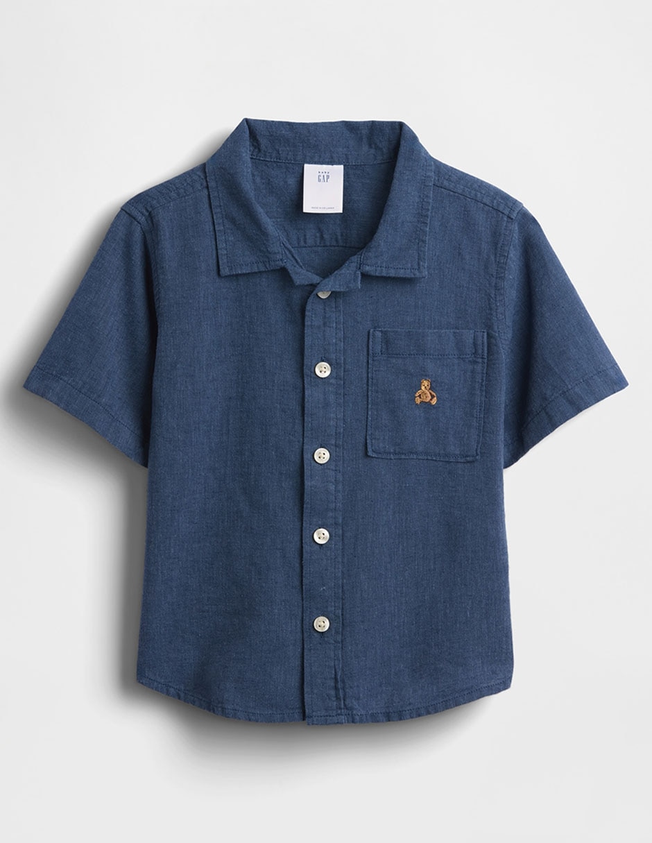Camisa casual de lino manga corta para niño