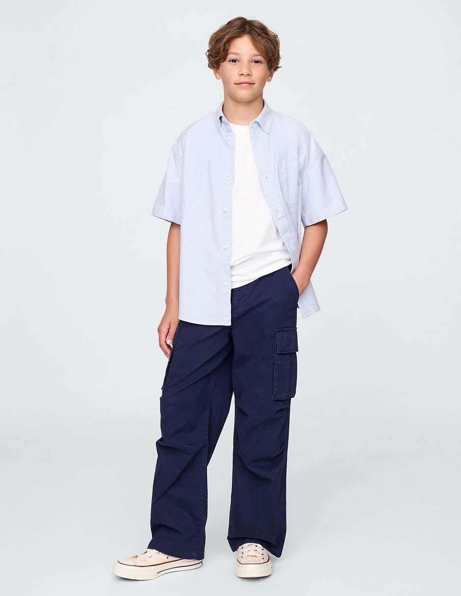 Camisa casual de algodón manga corta para niño 4
