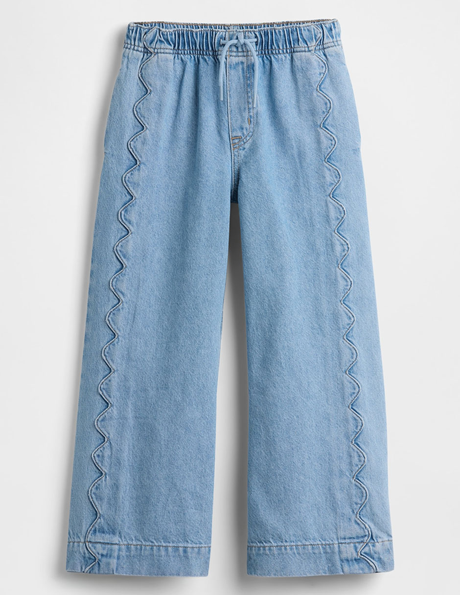 Jeans relaxed wide leg lavado medio para niña 2