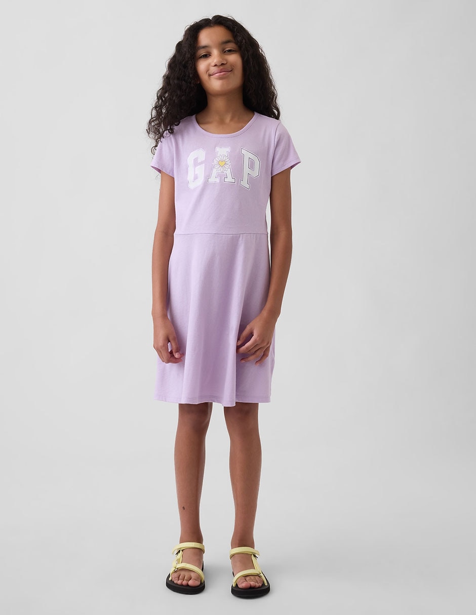 Vestido manga regular para niña
