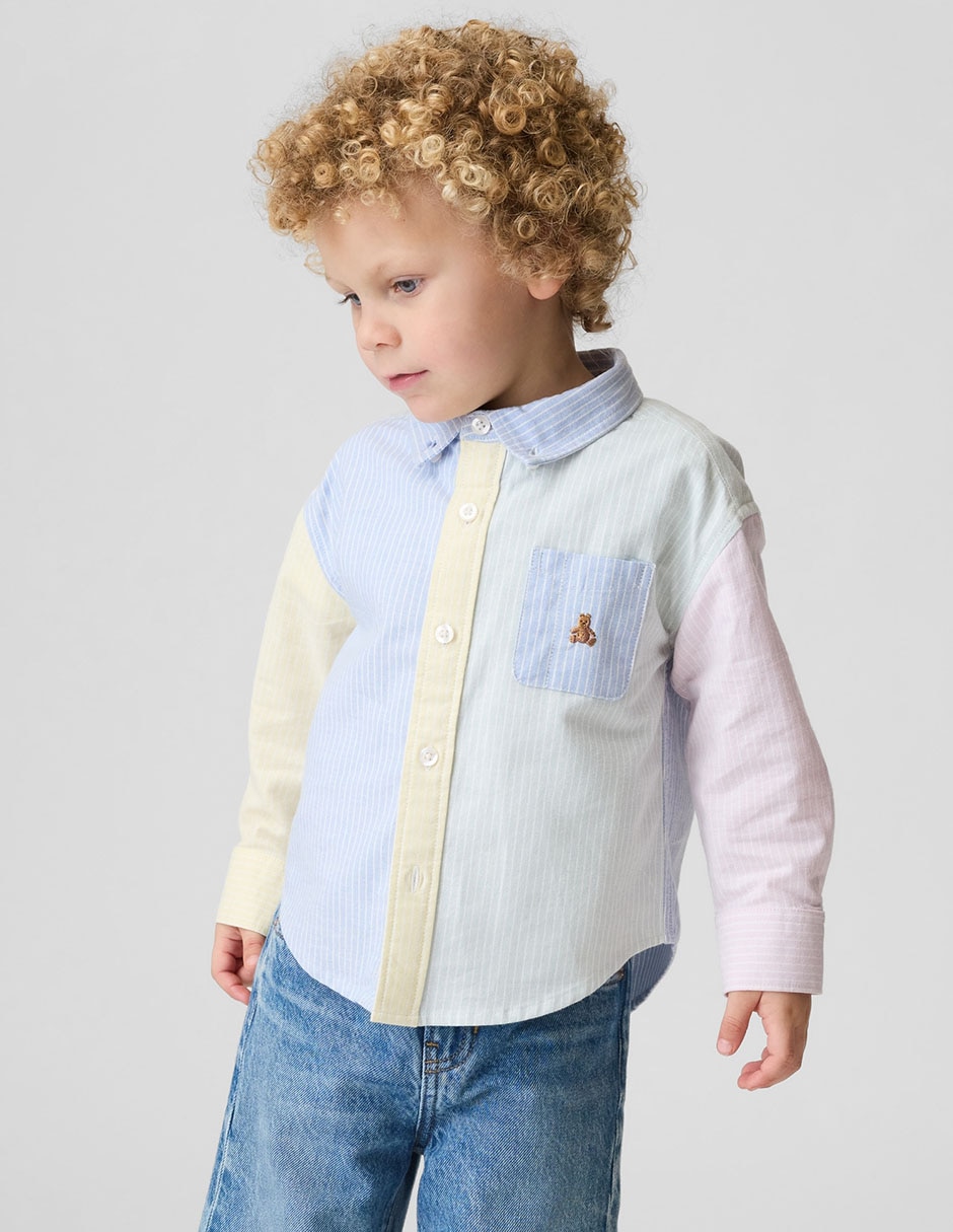 Camisa casual de algodón manga larga para niño