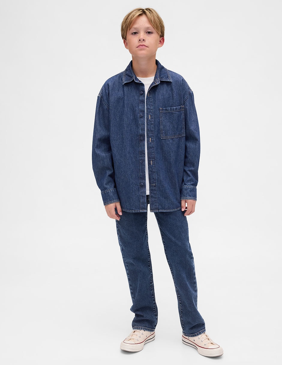 Jeans straight lavado obscuro para niño Jeans straight lavado obscuro para niño