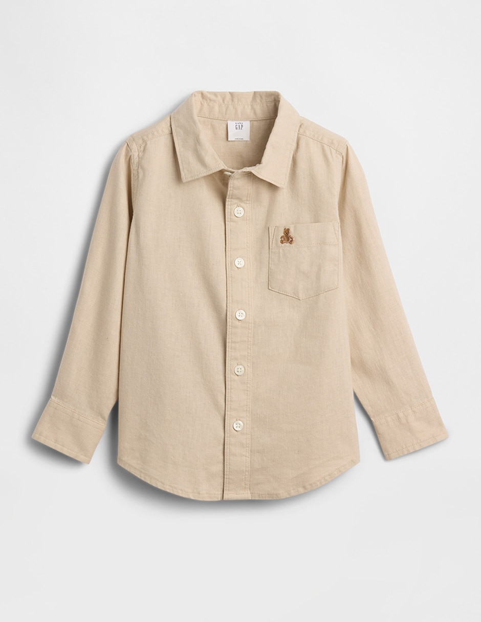 Camisa casual de lino manga larga para niño 1