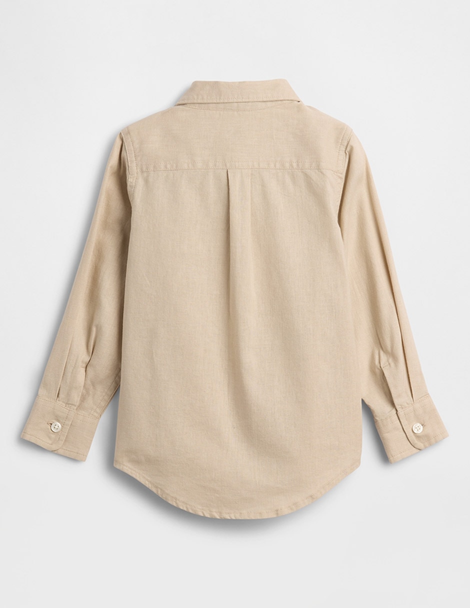 Camisa casual de lino manga larga para niño 2