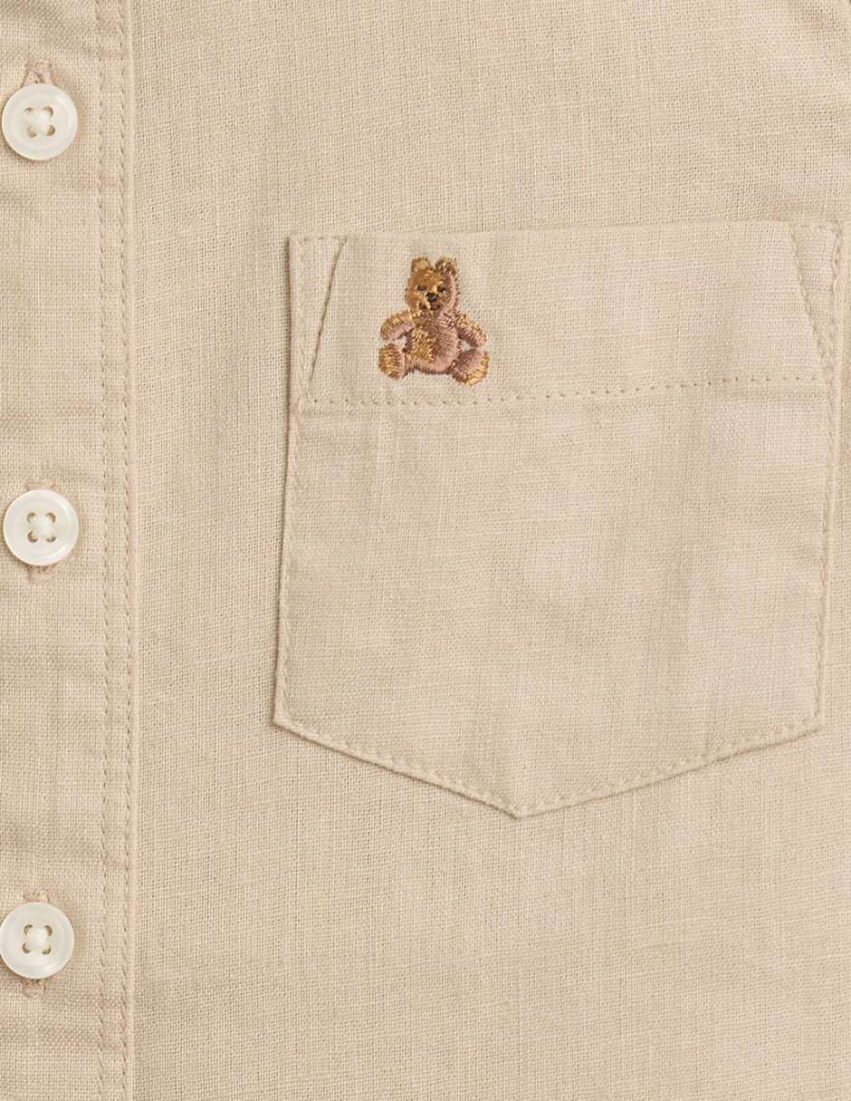 Camisa casual de lino manga larga para niño 3