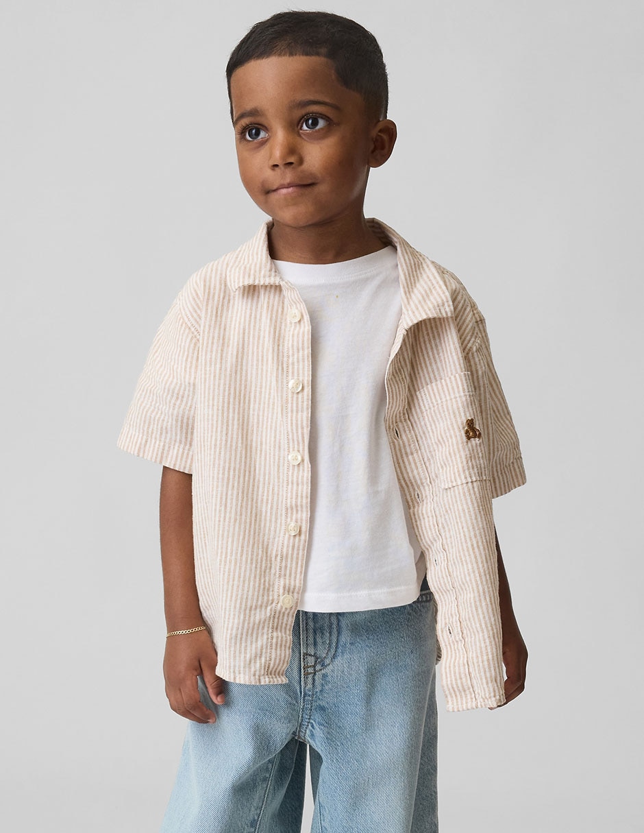 Camisa casual de lino manga corta para niño