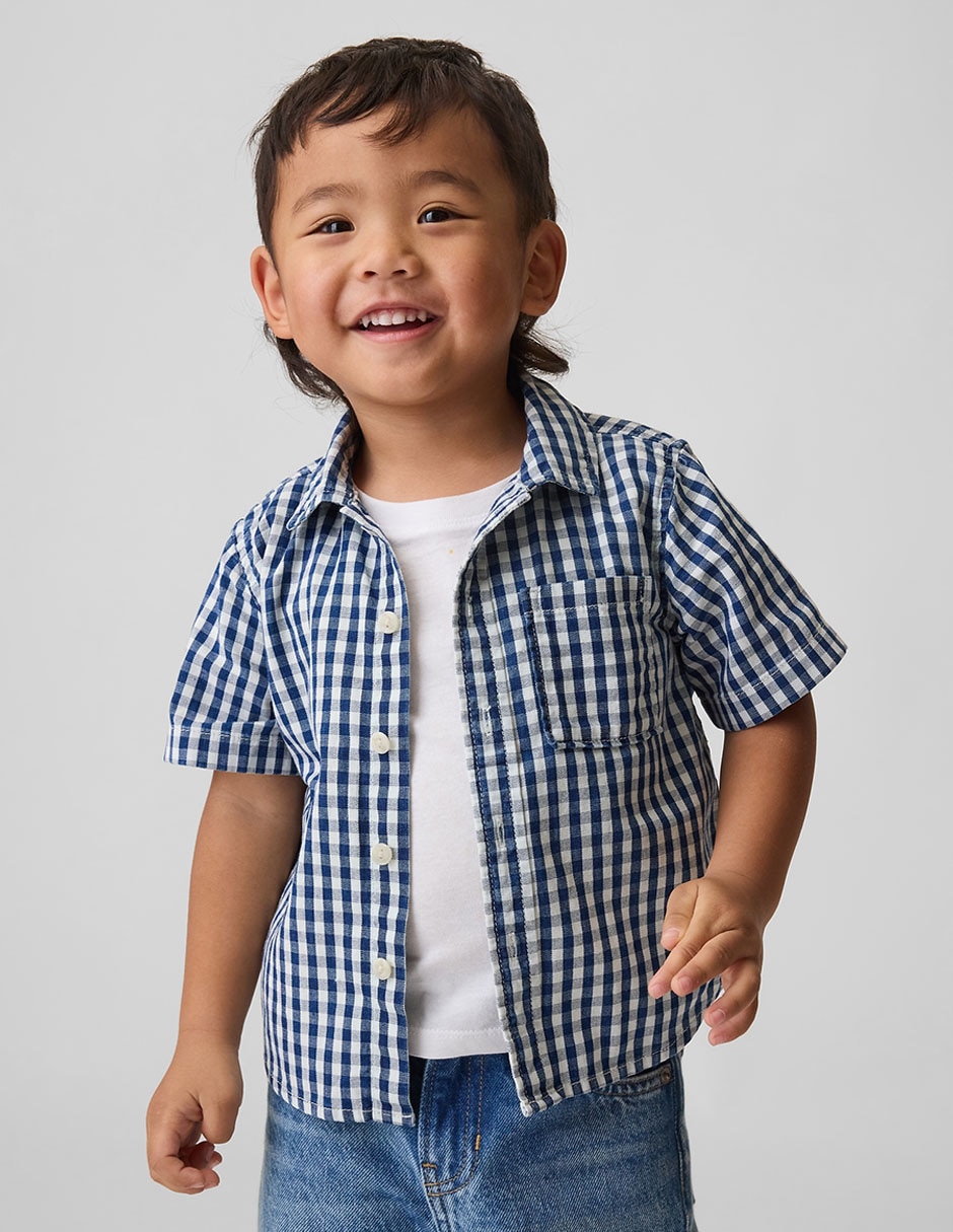 Camisa casual de algodón manga corta para bebé niño