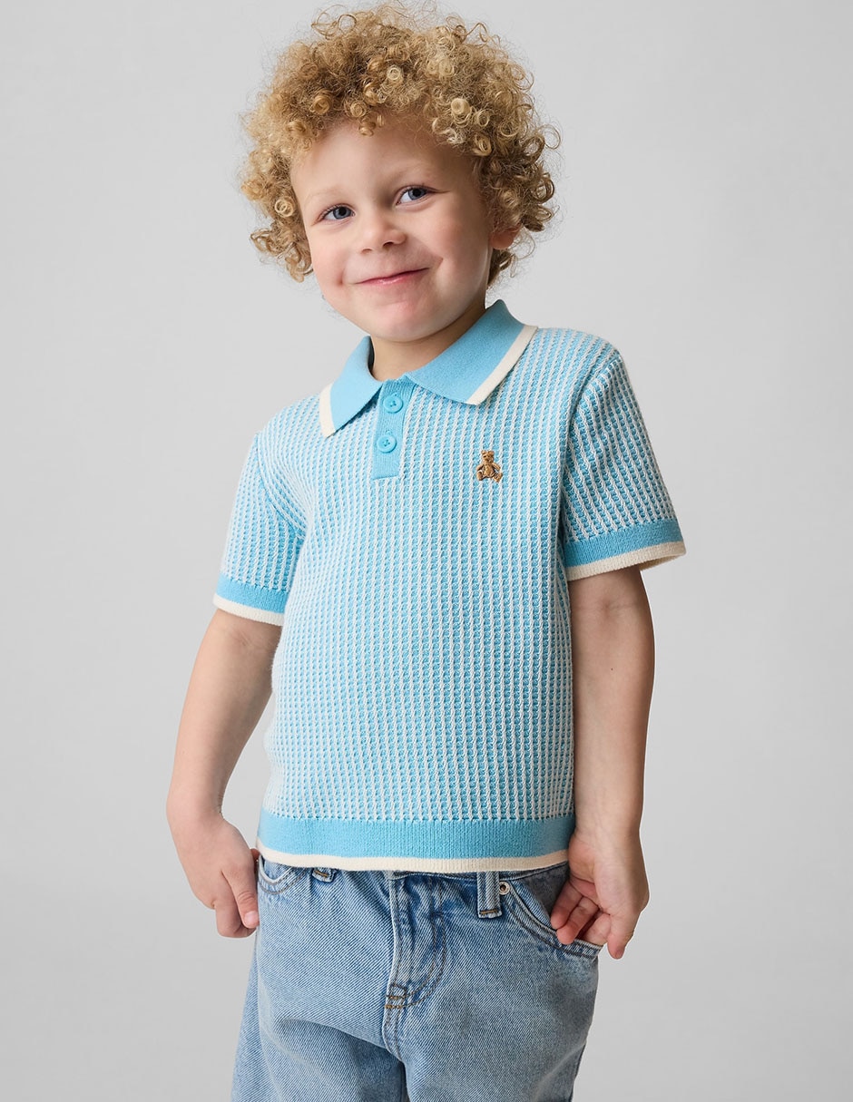 Playera tipo polo de algodón para niño