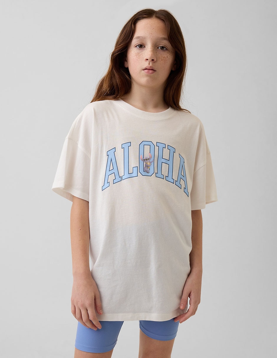 Playera Stitch y Ángel manga al codo para niña Playera Stitch y Ángel manga al codo para niña