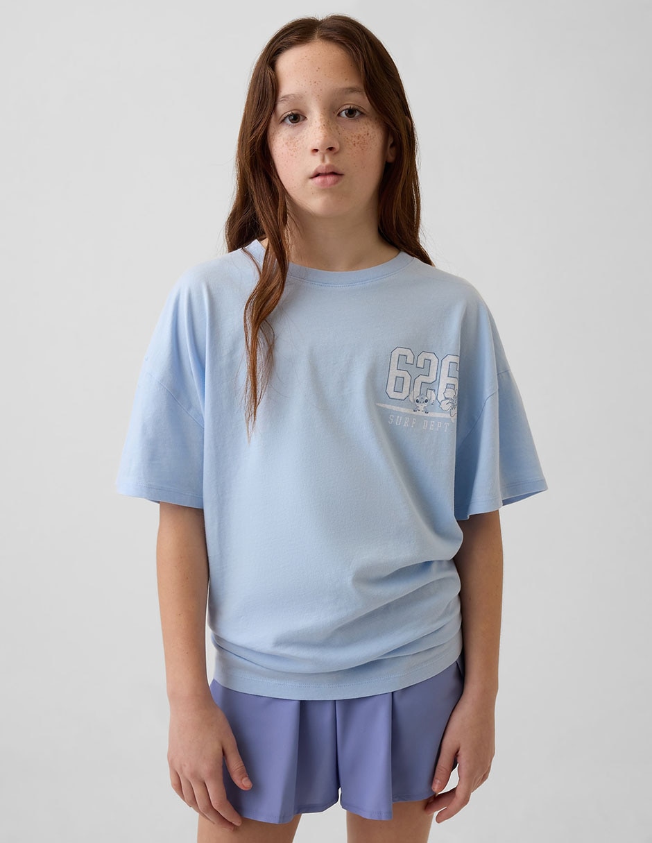 Playera Stitch y Ángel manga al codo para niña Playera Stitch y Ángel manga al codo para niña