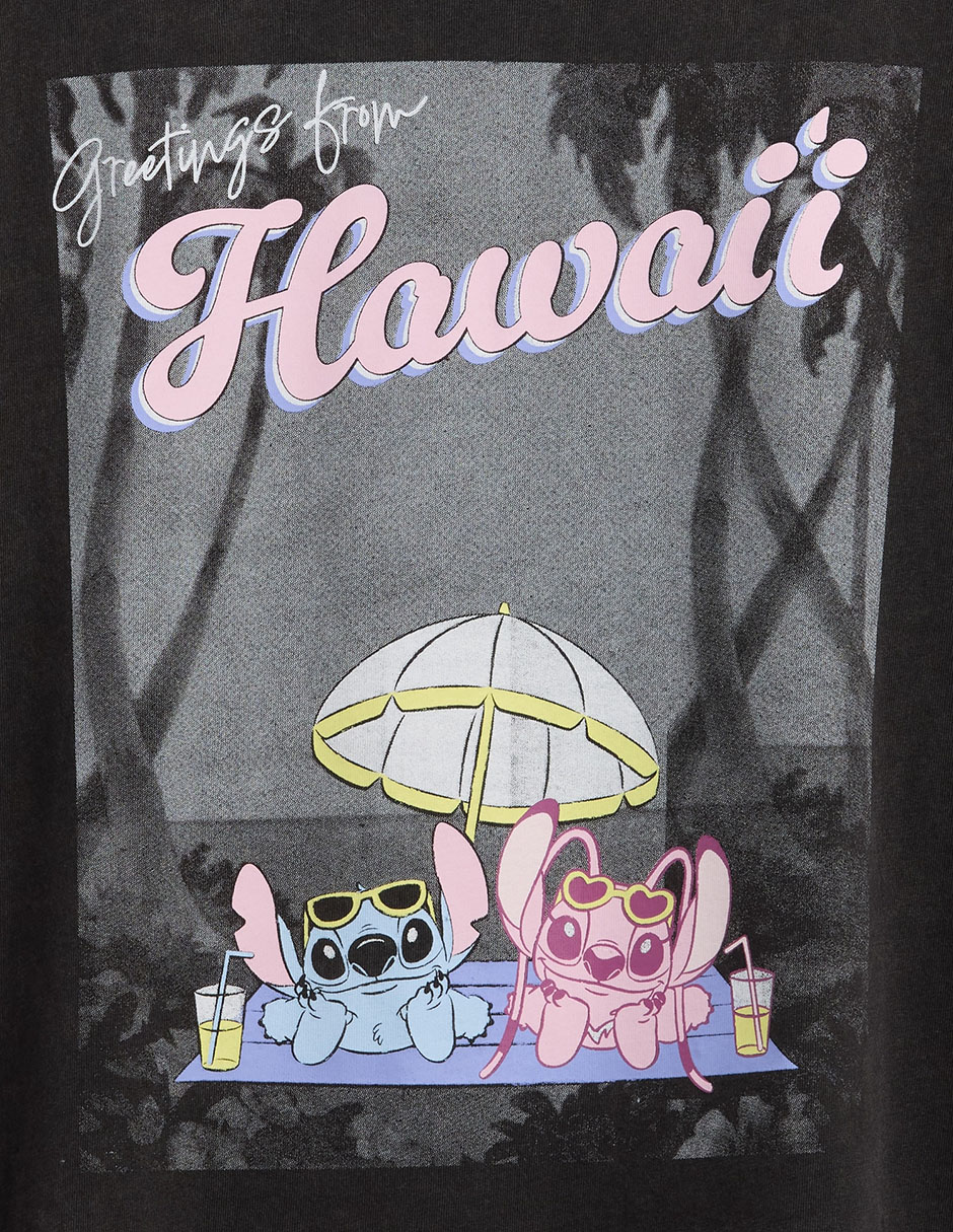 Playera Stitch y Ángel manga al codo para niña 4