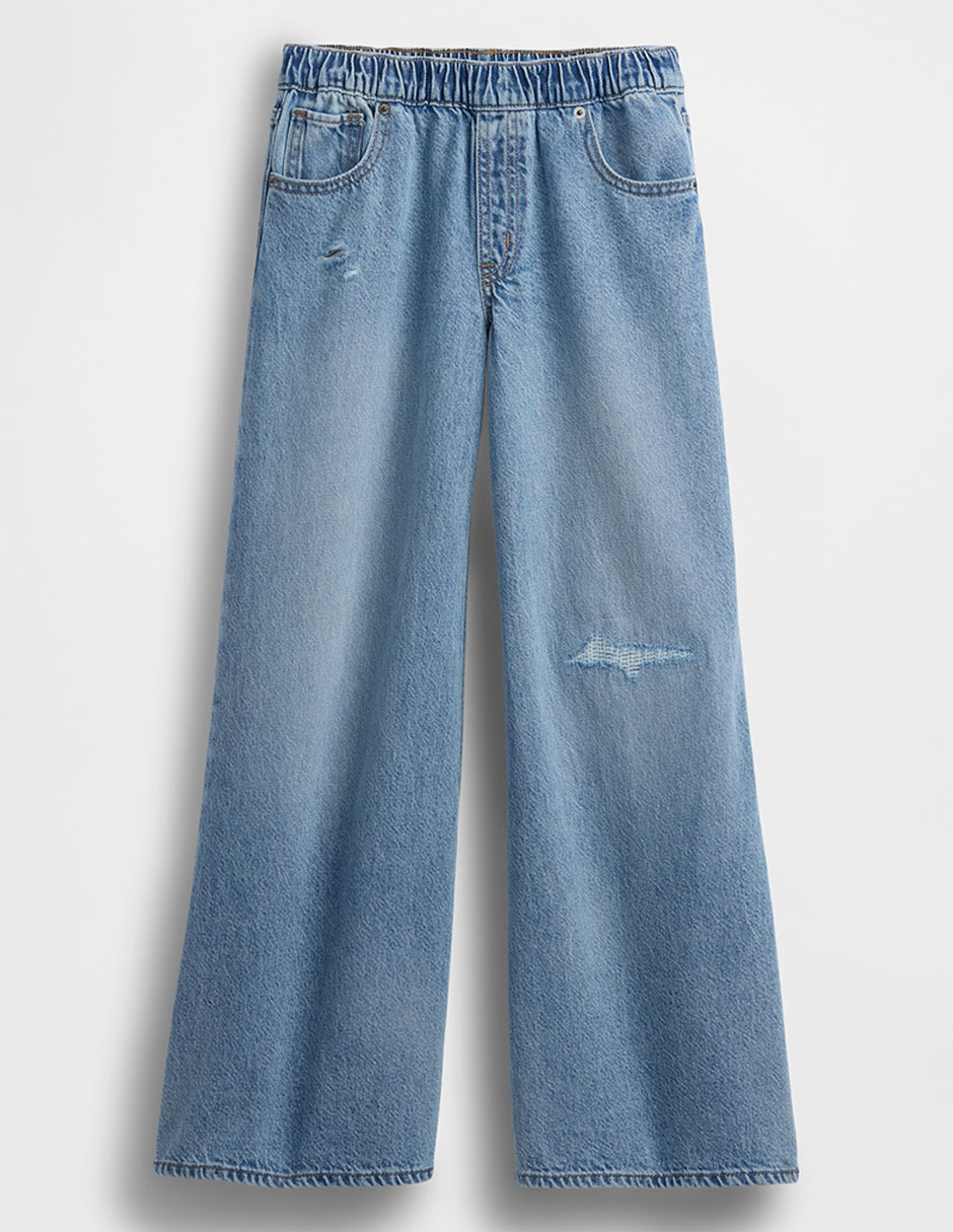Jeans baggy lavado claro para niña 2