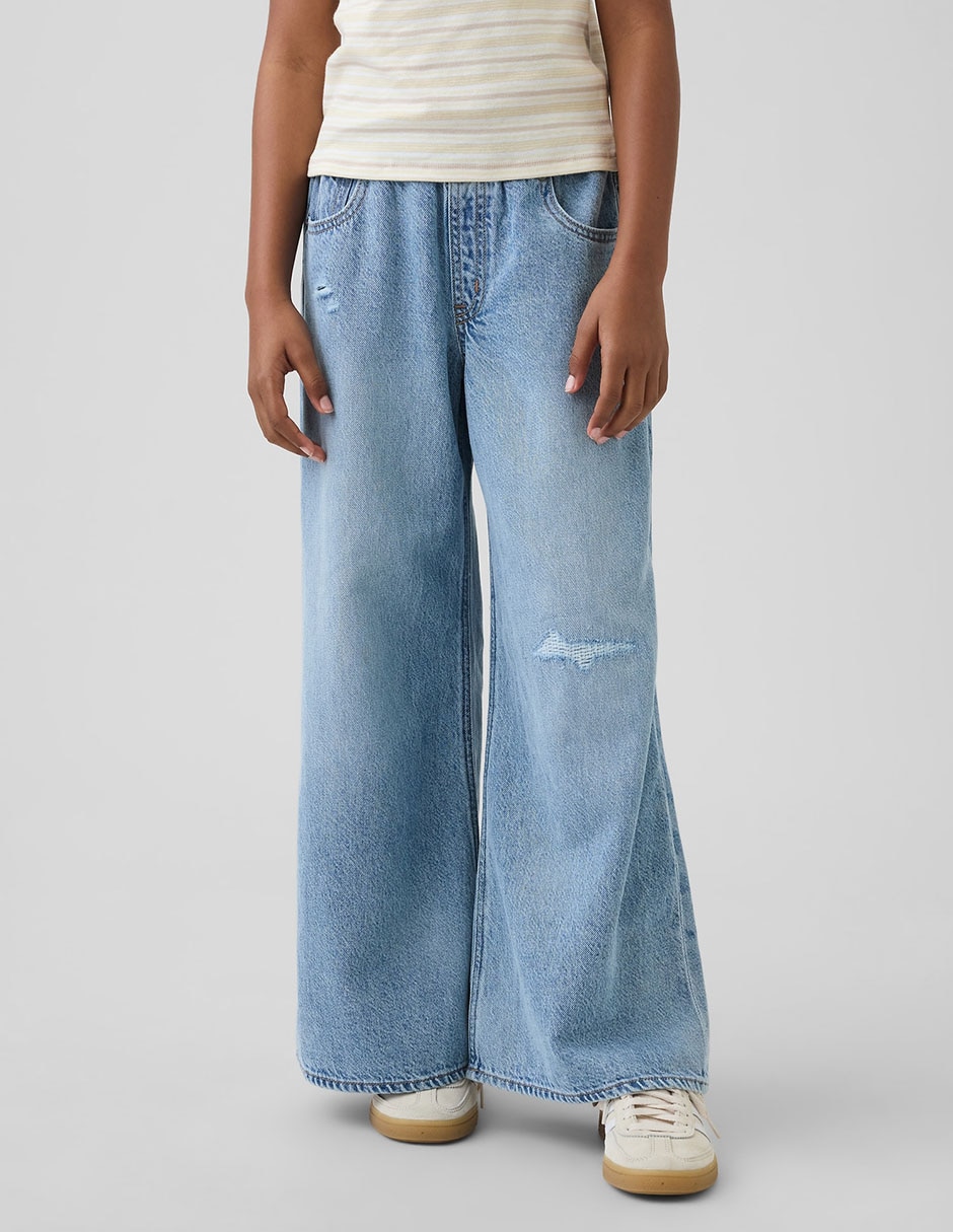 Jeans baggy lavado claro para niña 3