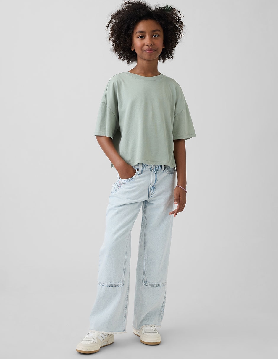 Jeans wide leg lavado claro para niña Jeans wide leg lavado claro para niña
