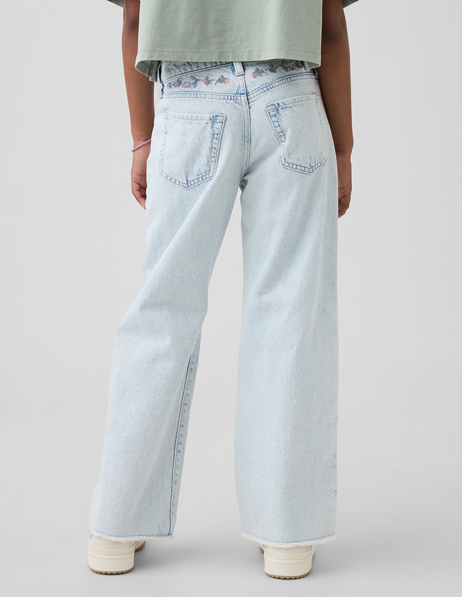 Jeans wide leg lavado claro para niña 4