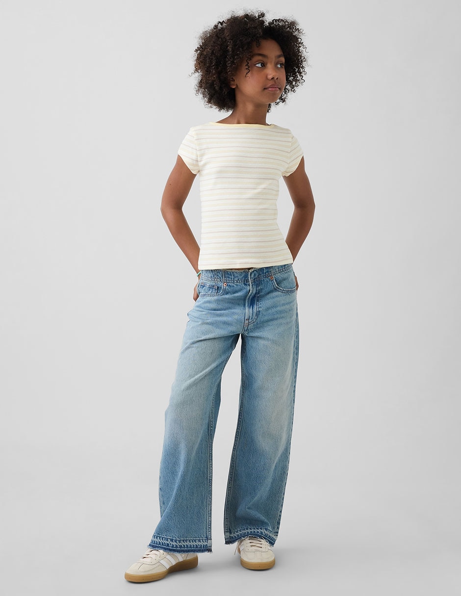 Jeans wide leg lavado medio para niña Jeans wide leg lavado medio para niña