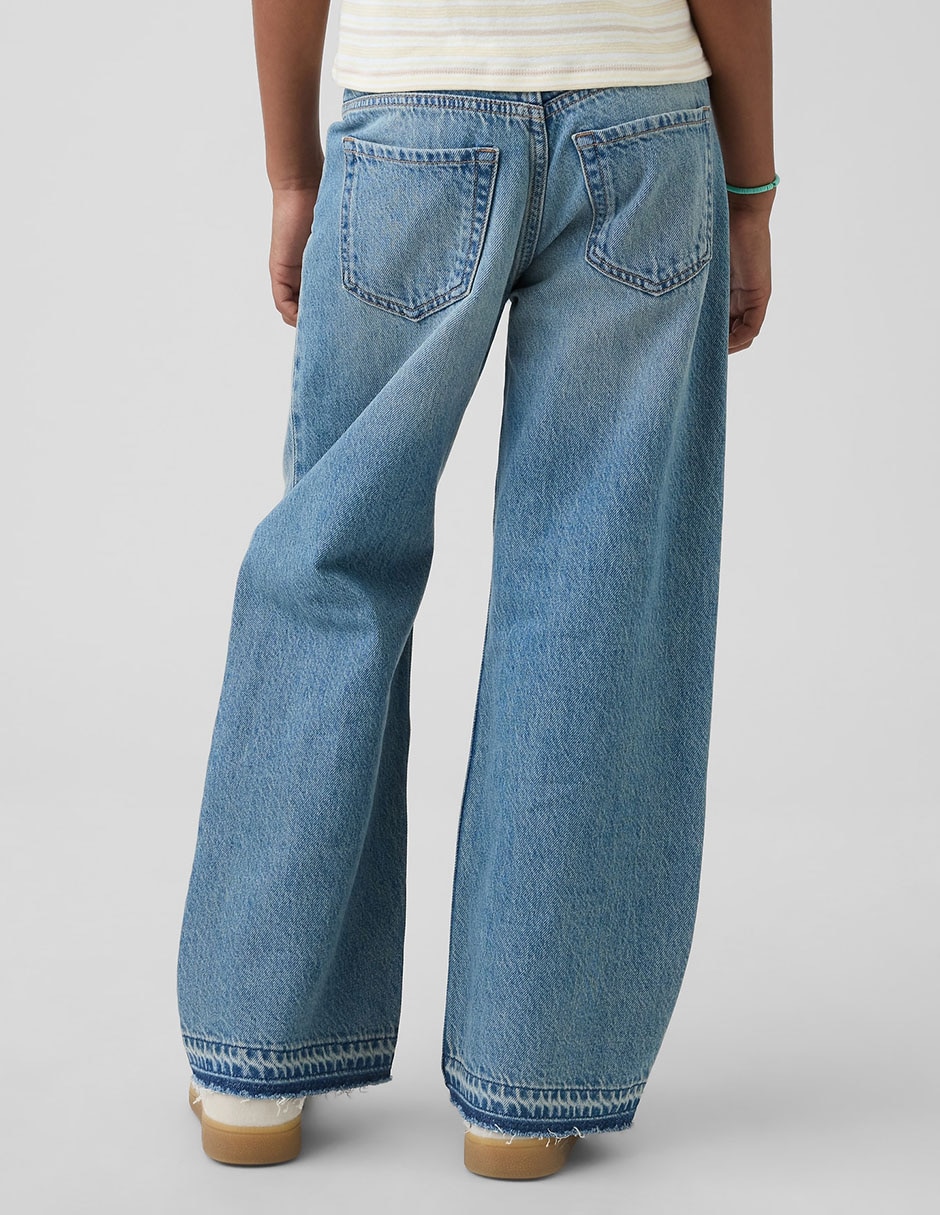 Jeans wide leg lavado medio para niña 4