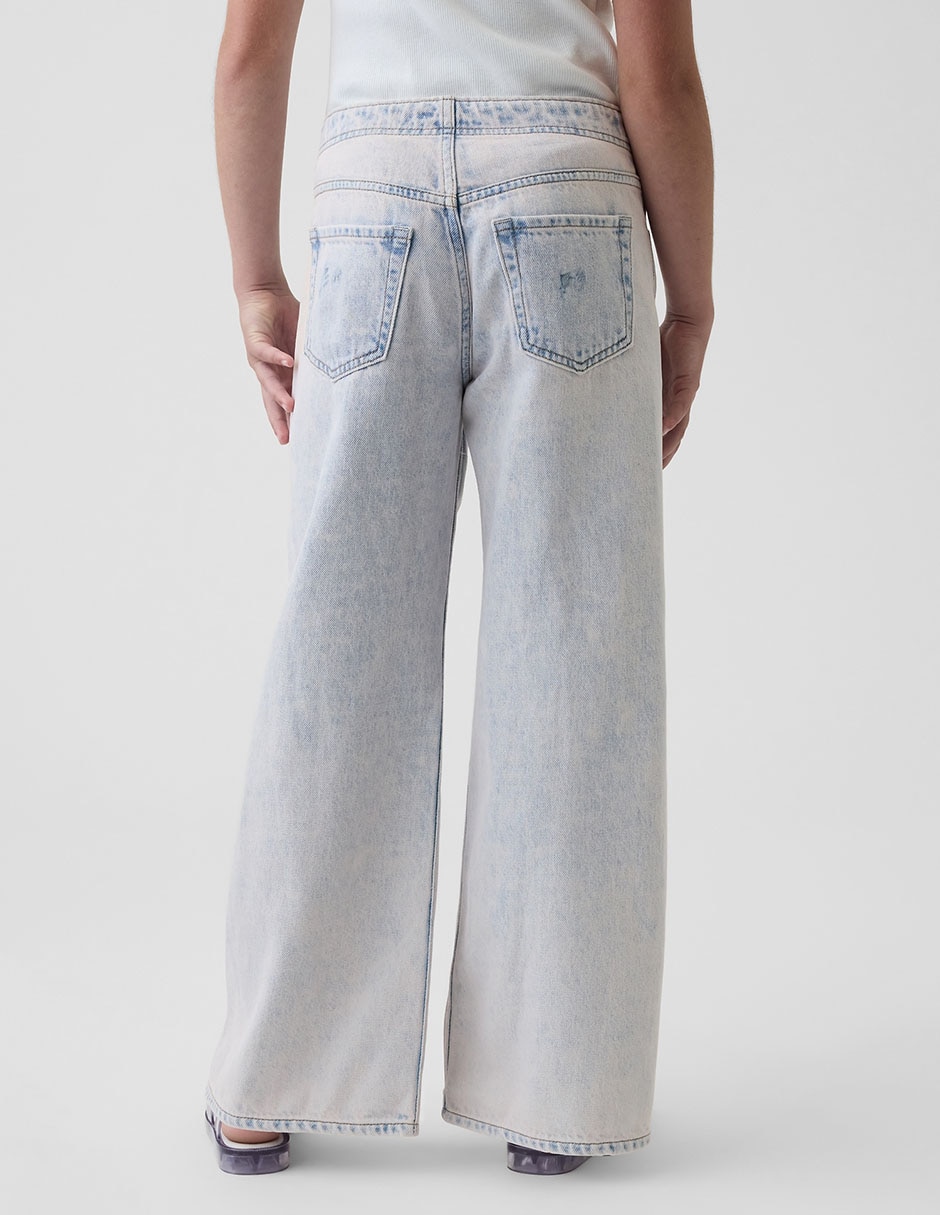 Jeans wide leg lavado bleach para niña 4