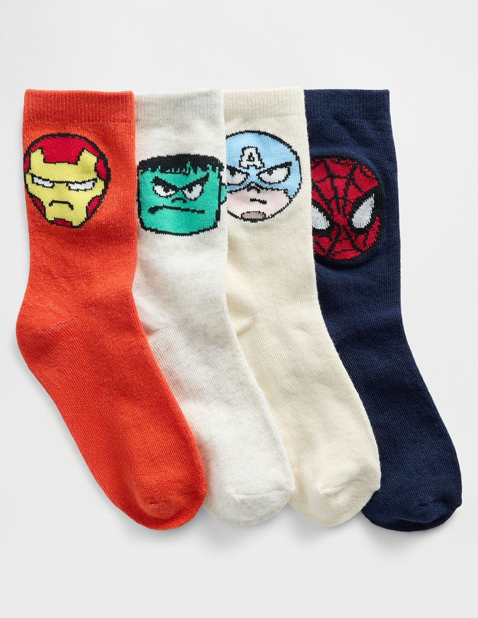 Set de calcetín The Avengers Marvel de algodón para niño 4 pares Set de calcetín The Avengers Marvel de algodón para niño 4 pares