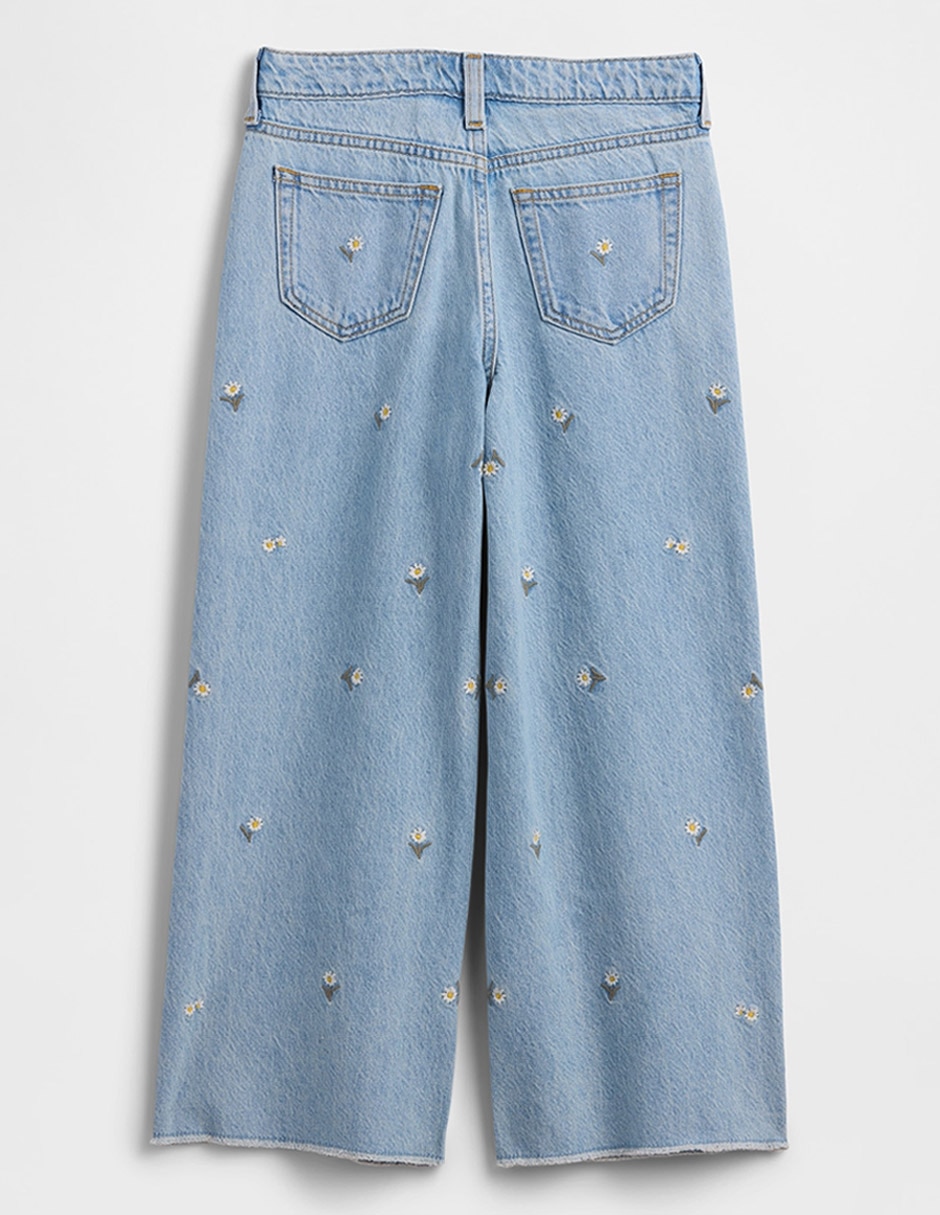 Jeans wide leg lavado medio para niña 2