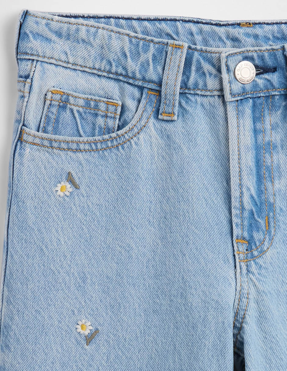 Jeans wide leg lavado medio para niña 3
