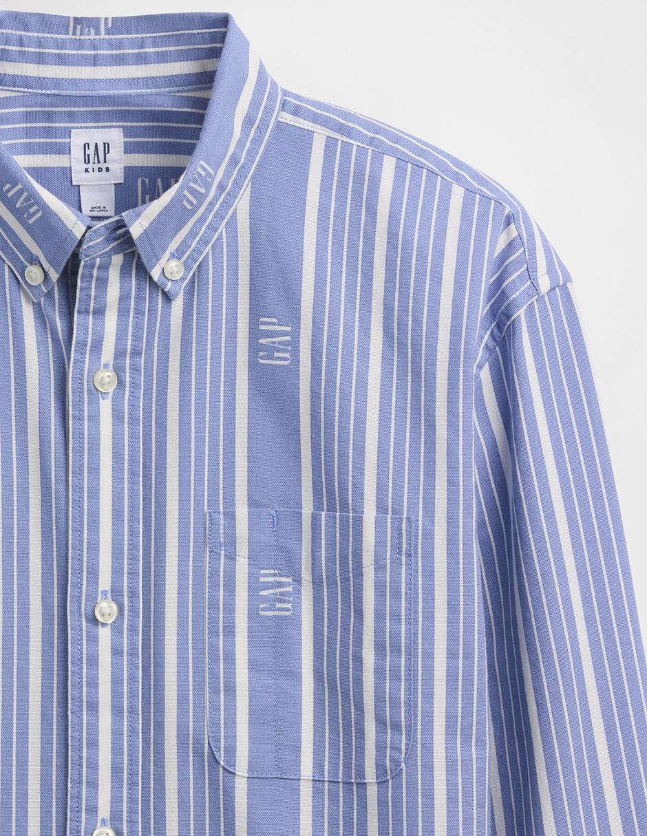 Camisa casual de algodón manga larga para niño 4