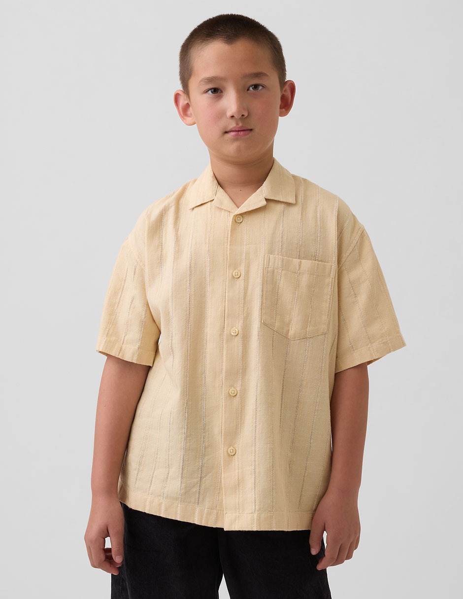 Camisa casual de algodón manga corta para niño Camisa casual de algodón manga corta para niño