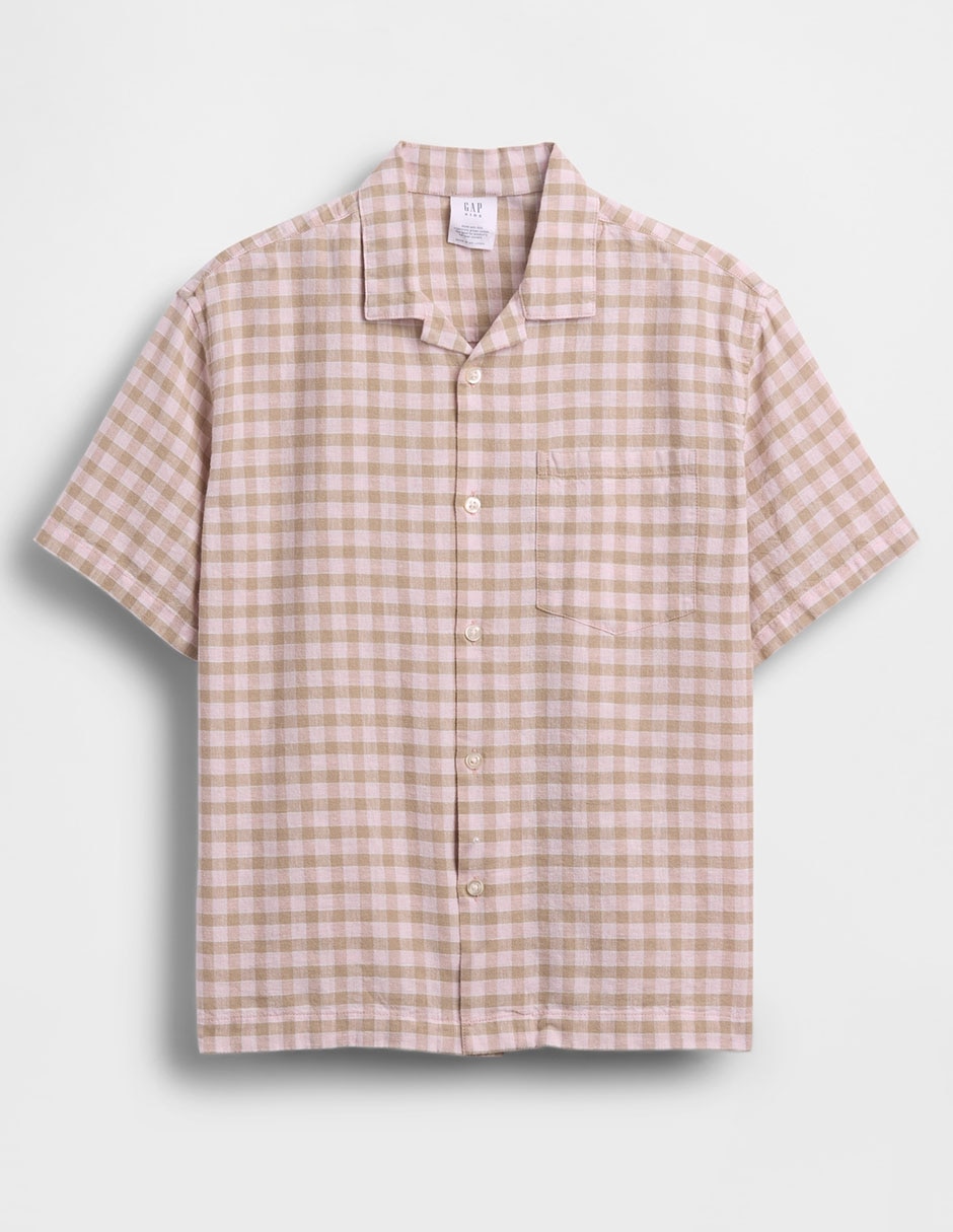 Camisa casual de lino manga corta para niño