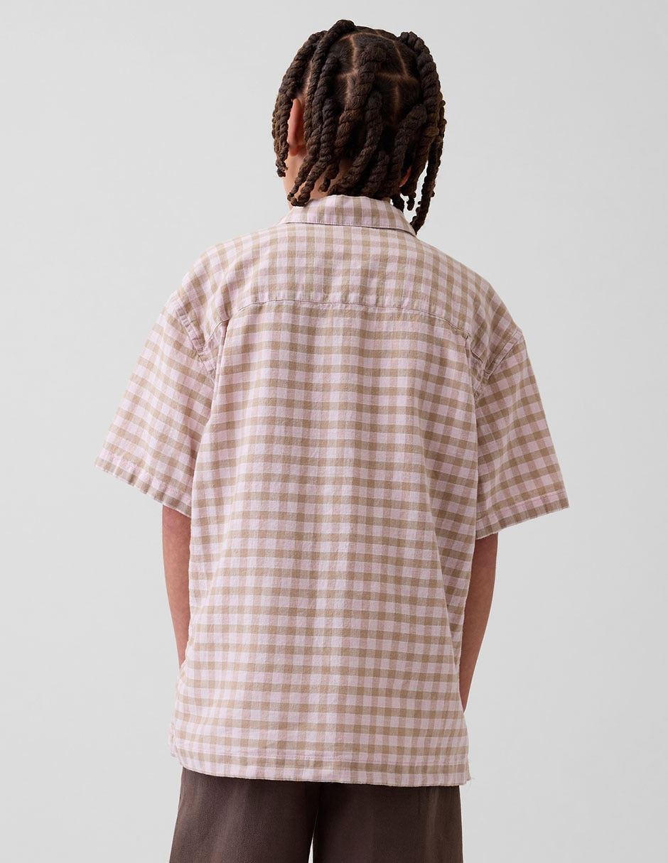 Camisa casual de lino manga corta para niño
