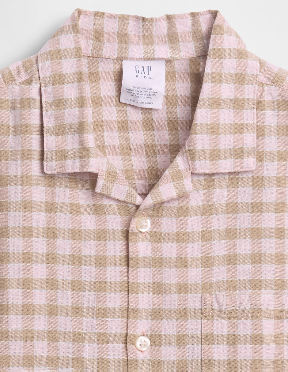 Camisa casual de lino manga corta para niño