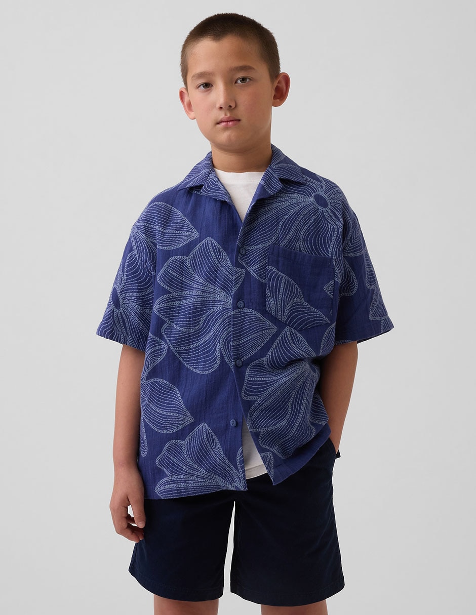 Camisa casual de algodón manga corta para niño Camisa casual de algodón manga corta para niño