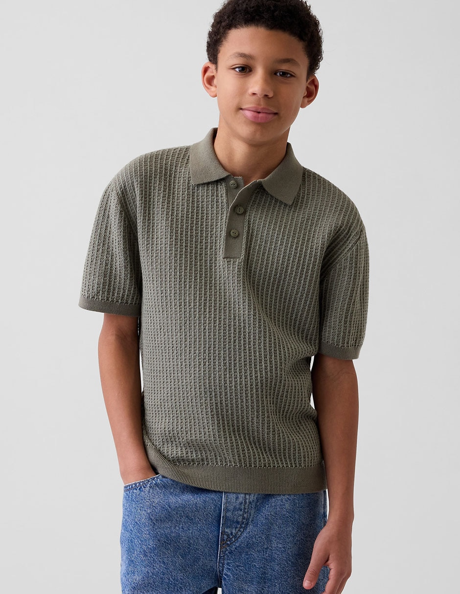 Playera tipo polo de algodón para niño