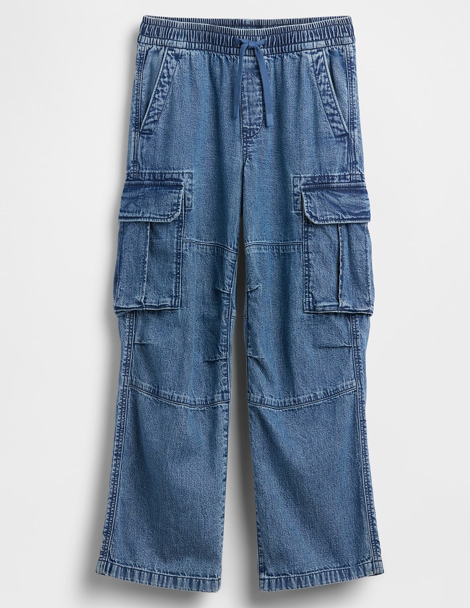 Jeans cargo straight lavado medio para niño 2