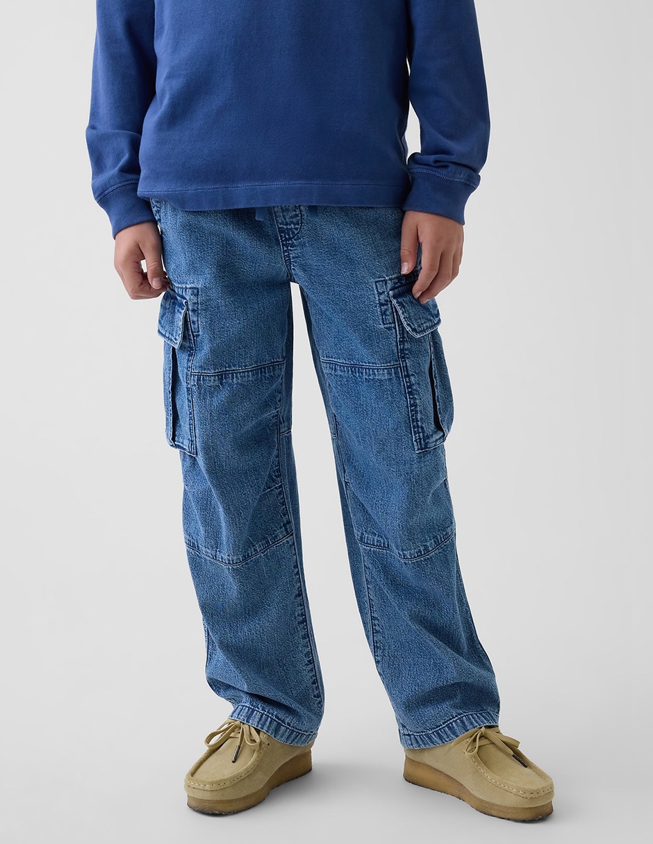 Jeans cargo straight lavado medio para niño 3