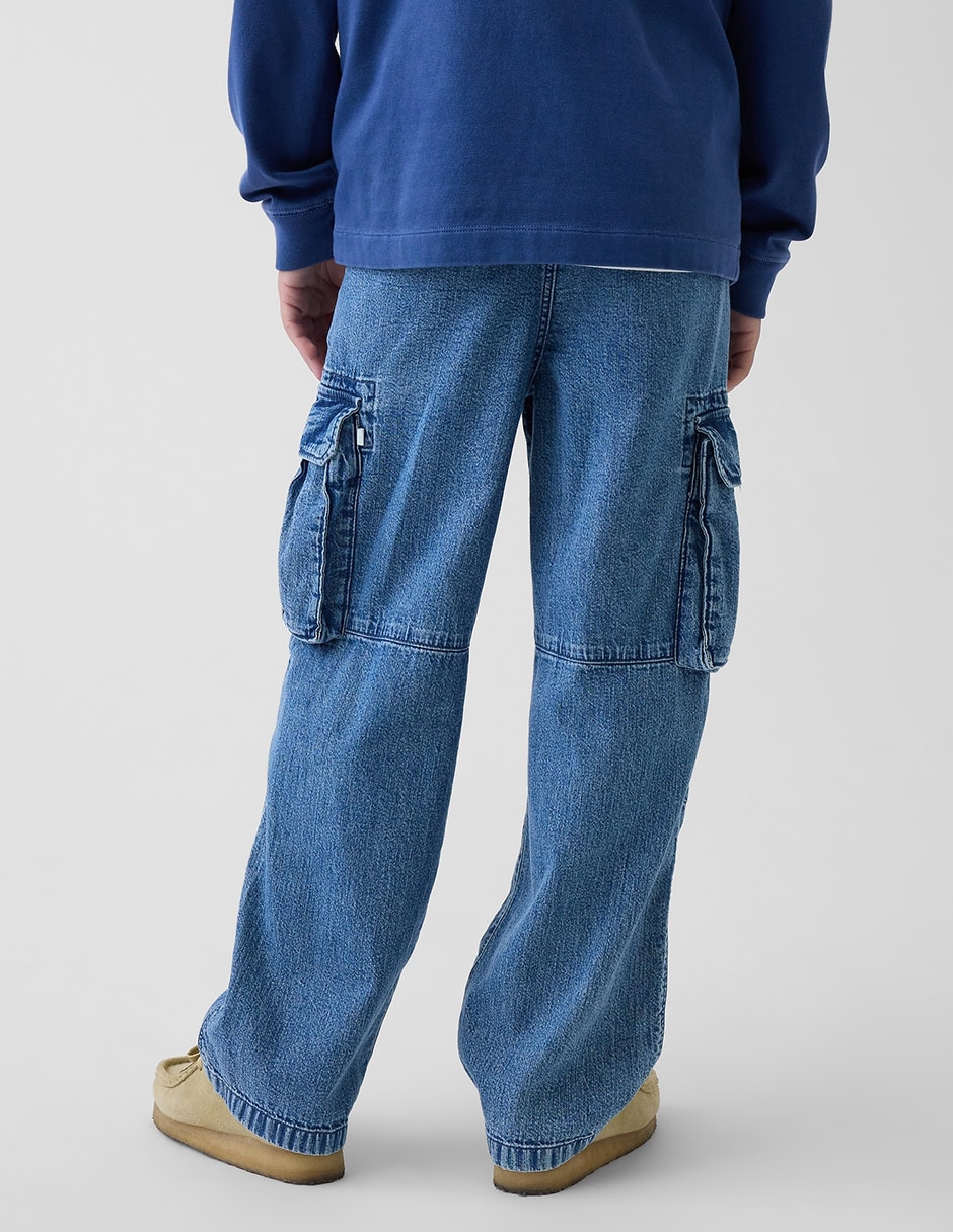 Jeans cargo straight lavado medio para niño 4